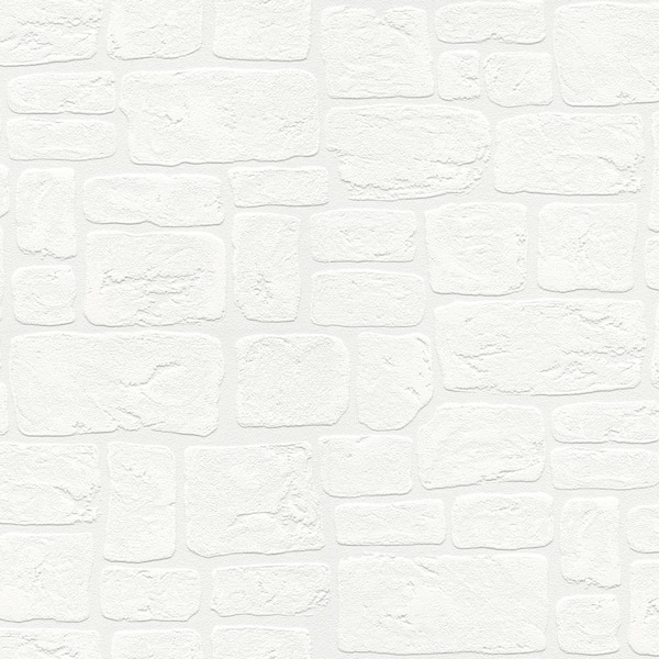 Brewster Gaffrey White Stone Textured Non-pasted Vinyl Wallpaper Sample
