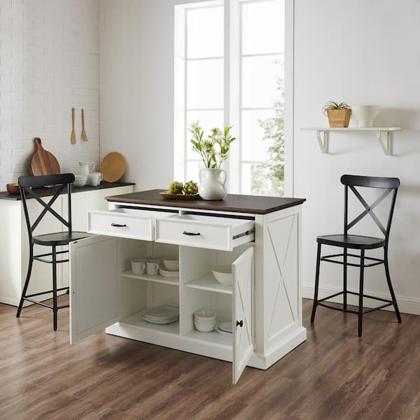 Crosley Furniture Clifton White Kitchen, Convertible Kitchen Island Table