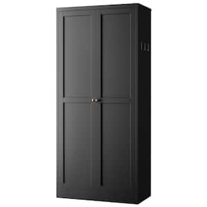 61 in. Black Metal Pantry Cabinet with 4-Adjustable Shelves