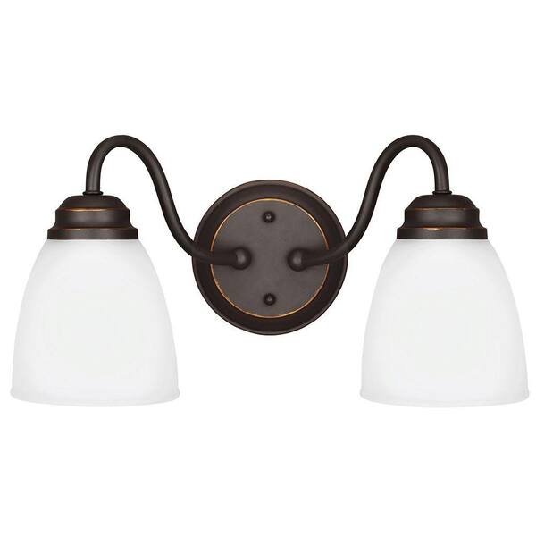 Generation Lighting Northbrook 2-Light Roman Bronze Wall/Bath Vanity Light with Satin Etched Glass