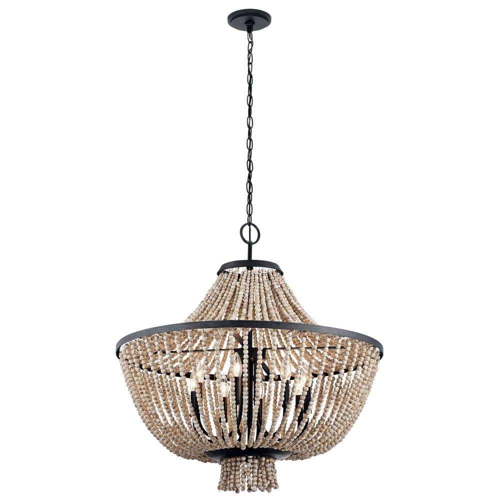 Elegant Black Crystal 8-Light Transitional Chandelier