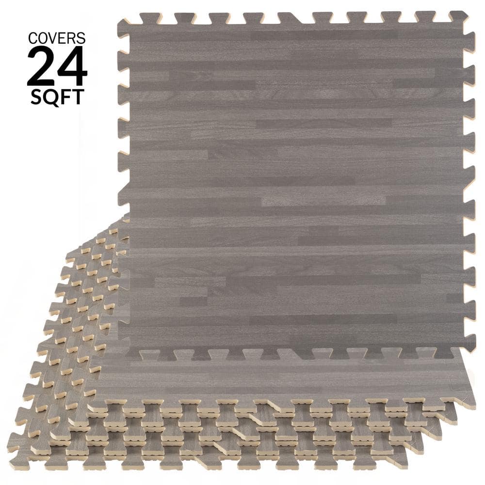 Gray Woodgrain 24 in. W x 24 in. L x 0.375 in H - Gym Interlocking Foam Floor Tiles (6 Tiles per Pack) (24 sq. ft.) price history on PriceWatchPro