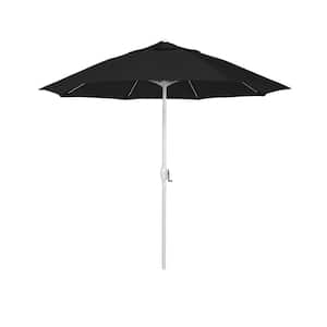 7.5 ft. Matted White Aluminum Market Patio Umbrella Fiberglass Ribs and Auto Tilt in Black Olefin
