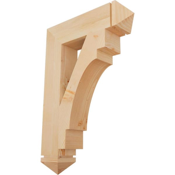 Ekena Millwork 5.5 in. x 38 in. x 26 in. Douglas Fir Merced Arts and Crafts Smooth Bracket