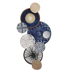 Nobu "Metal Wall Hanging in. Laser Cut Assorted Circles Unframed Abstract Wall Art 26 in. x 52 in. .