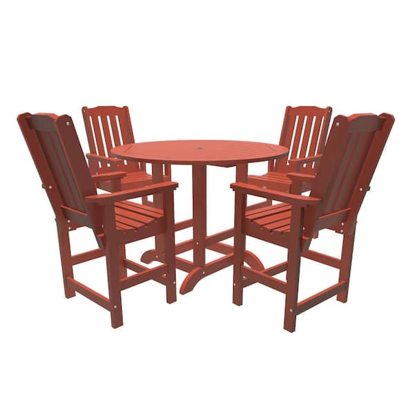Unbranded Springville 5-Pieces Round Recycled Plastic Outdoor Counter Dining Set