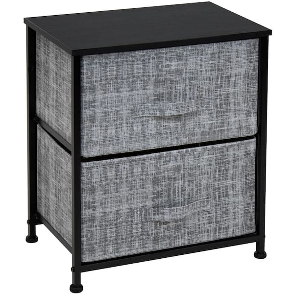 Sorbus Nighstand 2-Drawer Dresser Gray/Black 17.75 in L x 11.87 in W x 20 in H