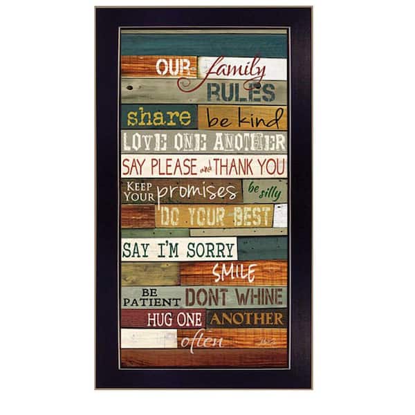 HomeRoots Our Family Rules by Unknown 1 Piece Framed Graphic Print Typography Art Print 20 in. x 11 in. .