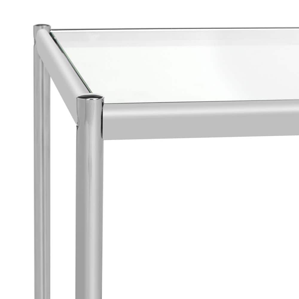 20" Square Chrome & Glass Transitional End Table