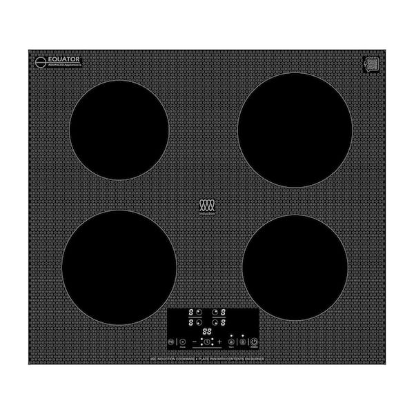 24 in. 240V/7400W Built-In 4 Elements Electric Induction Cooktop Smooth Top Surface in Black with Power Boost Keep Warm