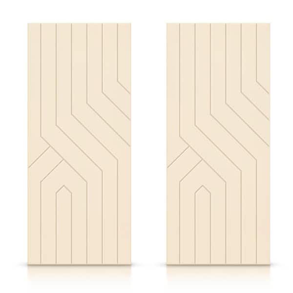 CALHOME 60 in. x 96 in. Hollow Core Beige Painted Composite MDF Interior Double Closet Sliding Doors