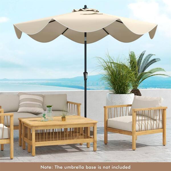 costway 9ft patio umbrella 9 ft Patio Umbrella with Crank Handle and Push Button Tilt-Beige丨Costway