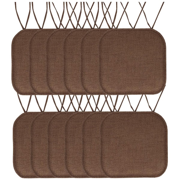 Sweet Home Collection Gray, Houndstooth Stitch Memory Foam U-Shaped 16 in. x 16 in. Non-Slip Indoor/Outdoor Chair Seat Cushion (12-Pack)