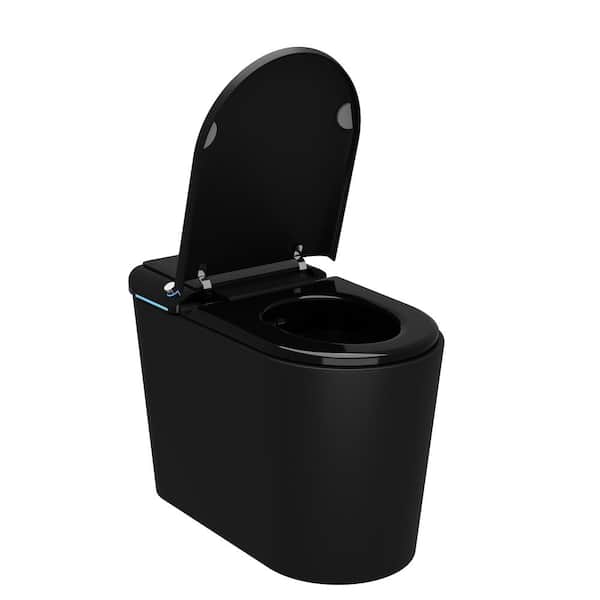 FUFU&GAGA Elongated Smart Bidet Toilet 1.28 GPF with Auto Open and Close Massage Cleaning, Kid Mode, Warm Water Wash, Dryer, Black