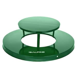 Metal Rain Bonnet Trash Can Lid for Round Alpine 38 Gal. Outdoor Trash Can, Green