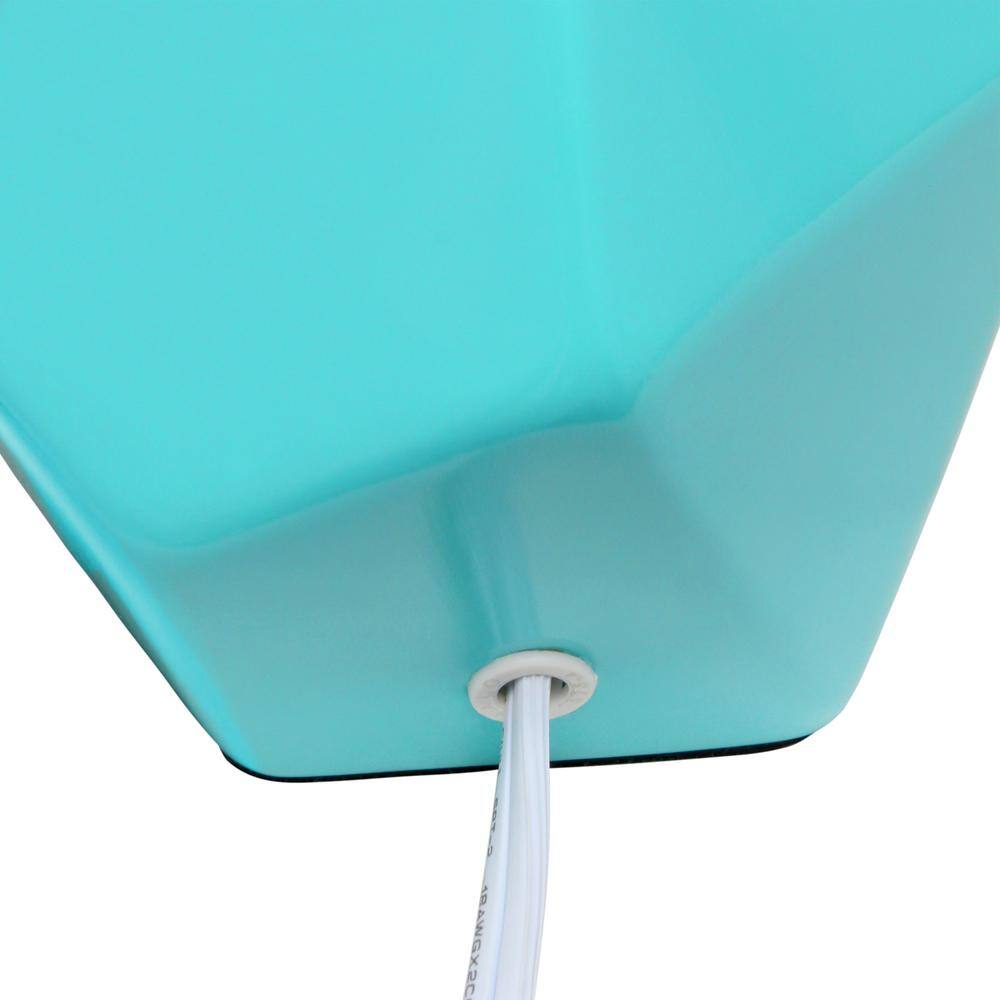 Blue Geometric Ceramic Mini Table Lamp with Fabric Shade