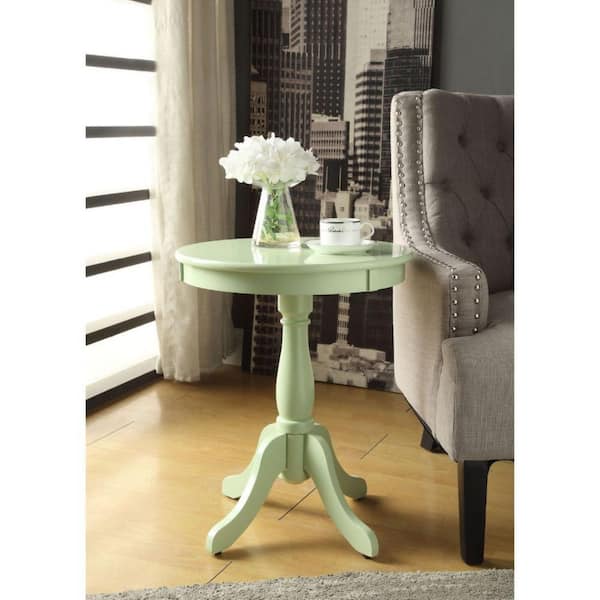 HomeRoots 18 in. Light Green Round Wood End Table