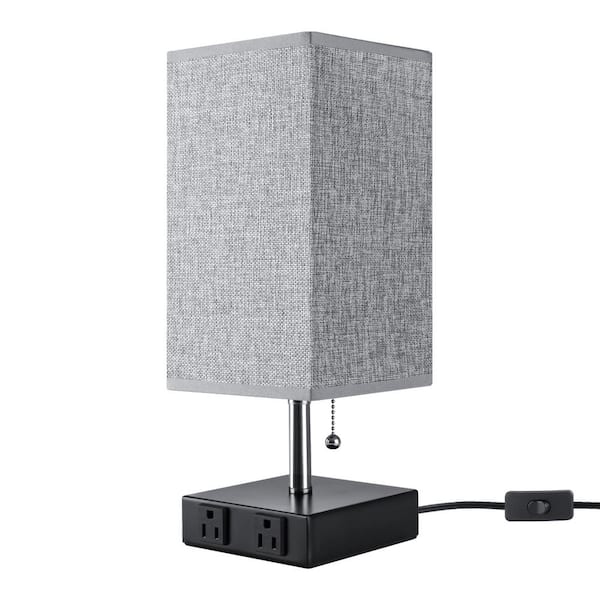 CIPACHO 14 .17 in. Steel Indoor Table Lamp with Grey Fabric Shade