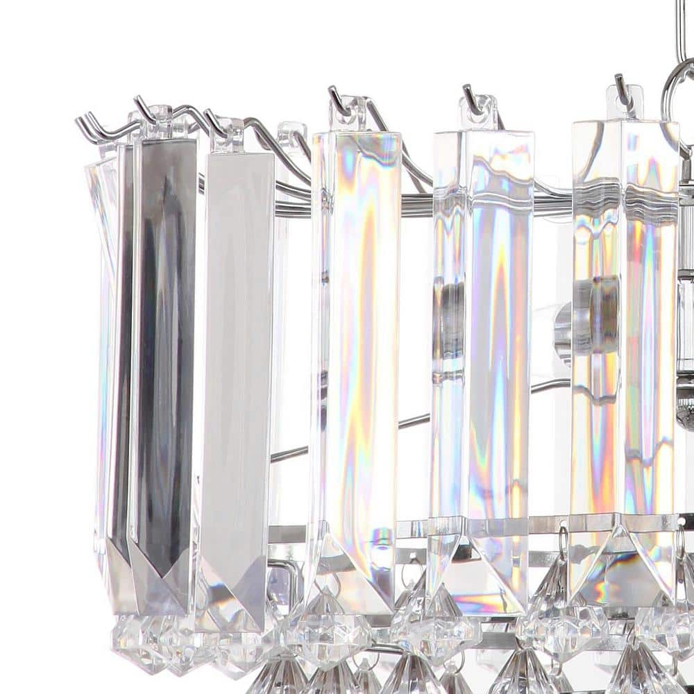 Contemporary Chrome 16.5" Glass Pendant with Shimmering Crystal Layers