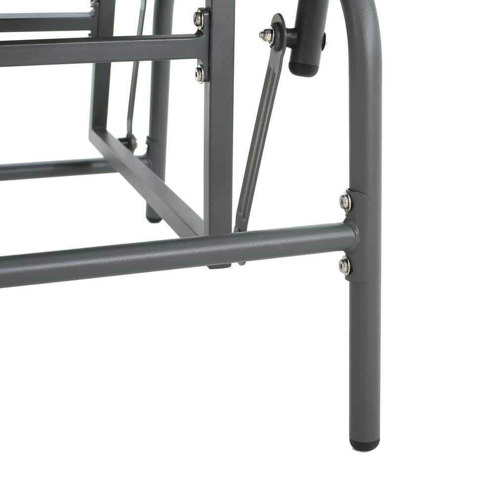 Dark Gray Iron Wicker Outdoor Lounge Chair