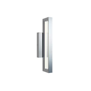 Liam 18 in. Silver Outdoor Hardwired Coach Sconce with Integrated LED Included