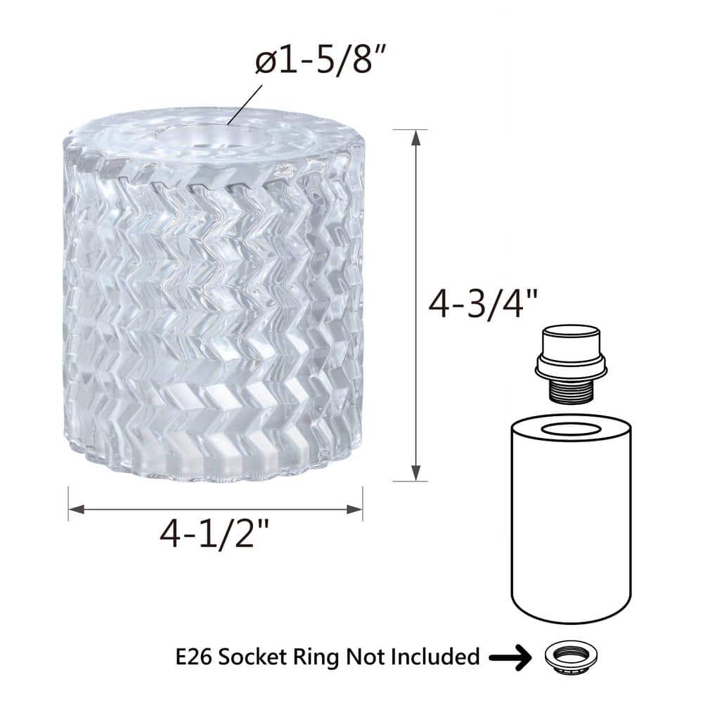 Clear Cylindrical Glass Pendant Shade with Diamond Pattern