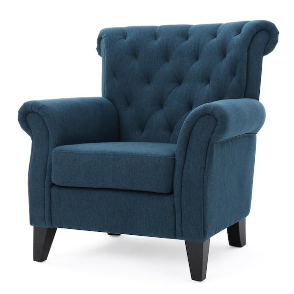 Huluwat Navy Blue Tufted Indoor or Outdoor Lounge Chair with Thick Cushion