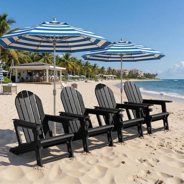 Pellebant 4-Piece Outdoor Black All-Weather HDPE Plastic