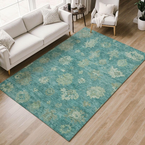 Chantille Machine Washable Indoor/Outdoor Abstract ACN2305 Teal 3 ft. x 4 ft. Area Rug