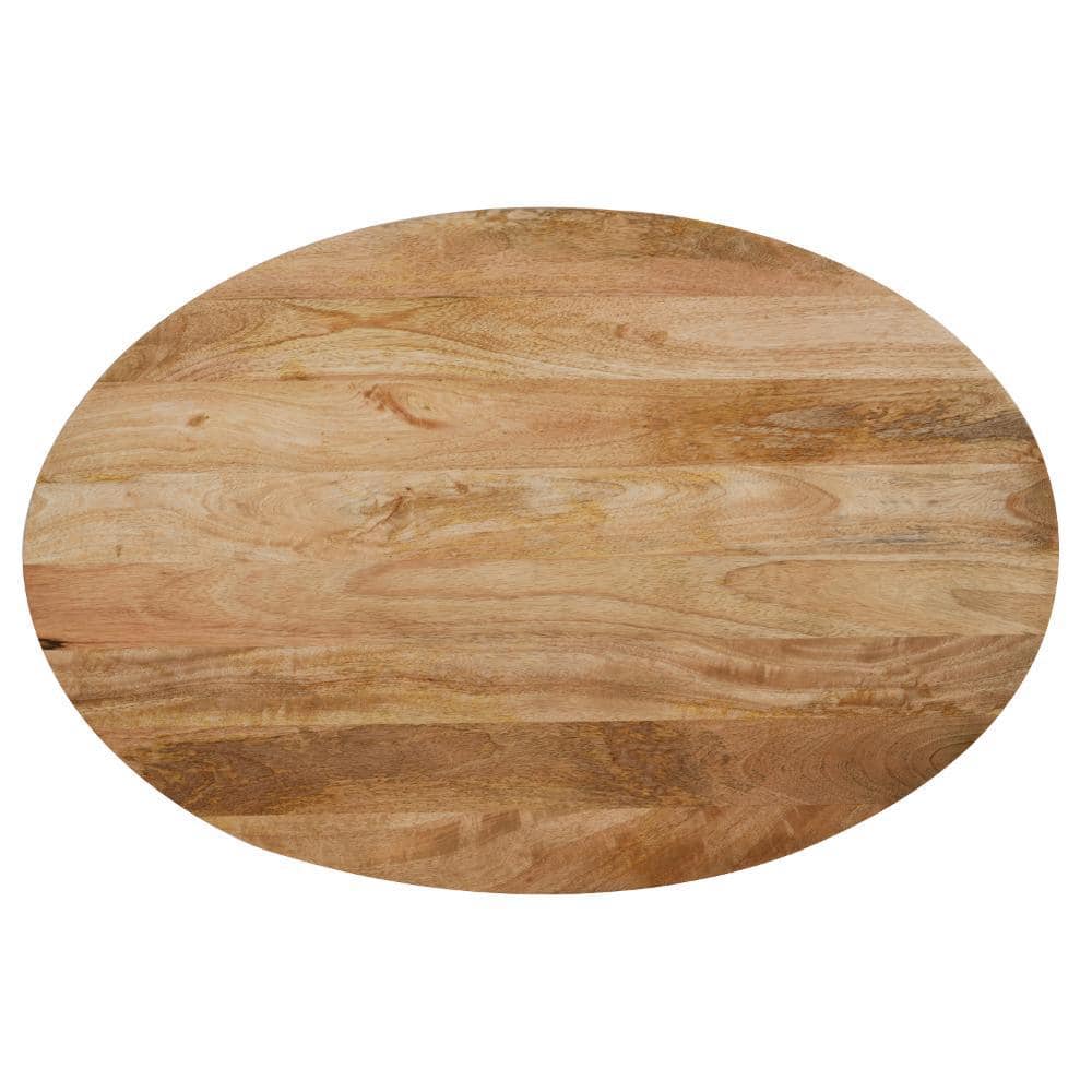 Natural Brown Oval Mango Wood Coffee Table with Hidden Storage