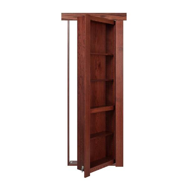 The Murphy Door 28 in. x 80 in. Flush Mount Assembled Oak Cherry Stained Universal Solid Core Interior Bookcase Door