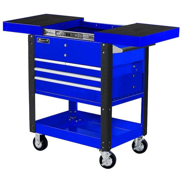Homak Professional 35 in. 4-Drawer Slide Top Service Utility Cart in Blue
