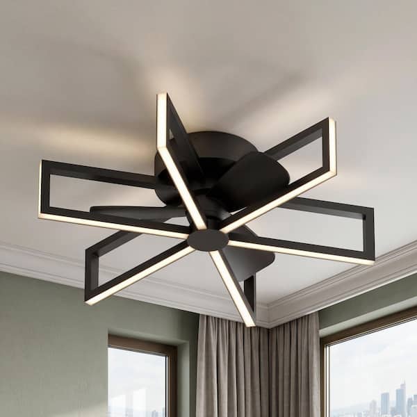 Swirl 26 in. Indoor Black 8-Steps CCT 18.7 in. Integrated LED Ceiling Fan with Remote Included