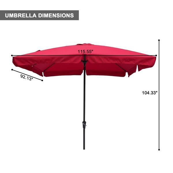 Mondawe 10 ft. x 8 ft. Rectangle Red Market Patio Umbrella with 