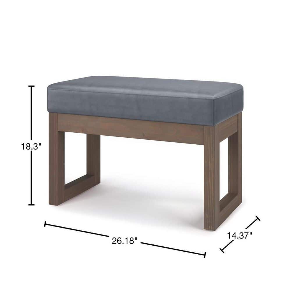 Milltown Stone Grey Faux Leather Narrow Profile Ottoman Bench
