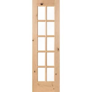24 in. x 80 in. Rustic Knotty Alder 10-Lite Clear Glass Unfinished Wood Front Door Slab