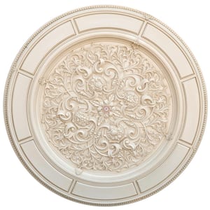 72 in. x 3 in. x 72 in. Allurg Carved Cream Round Polysterene Ceiling Medallion