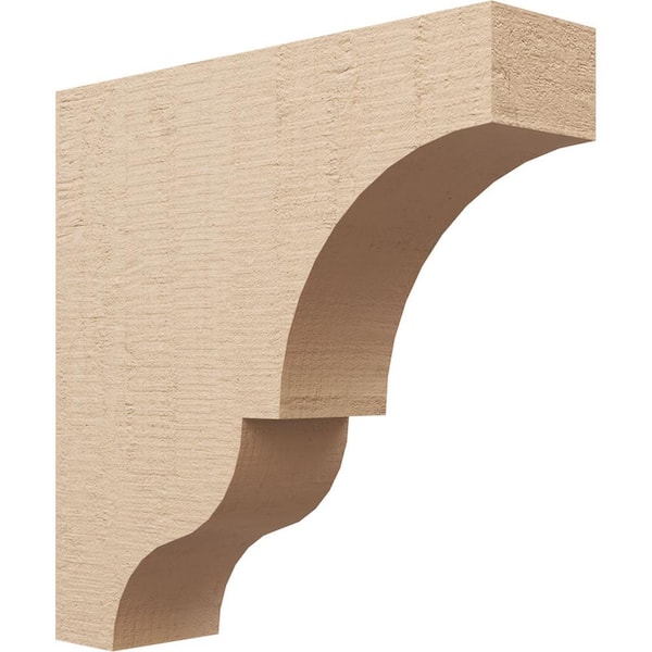Ekena Millwork Thin Series 1 6 in. x 24 in. x 24 in. Asheboro Rough Cedar Woodgrain Timberthane Polyurethane Corbel in Primed Tan