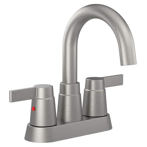 waterpar 4 in. Centerset 2-Handle Bathroom Faucet with 360° Swivel Spout in Brushed Nickel