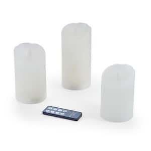 Realistic Wax Flameless Candles, LED Candles with Remote, White, Set of 3,3 x 4,3 x 5,3 x 6 in.