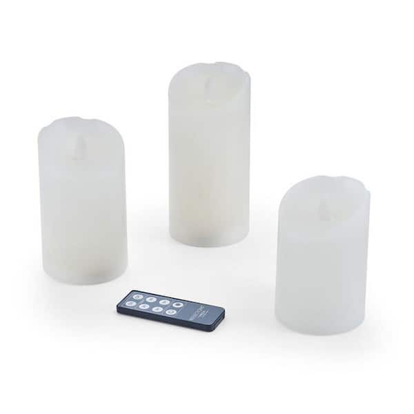 Mikasa Realistic Wax Flameless Candles, LED Candles with Remote, White, Set of 3,3 x 4,3 x 5,3 x 6 in.
