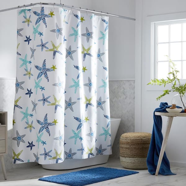 The Company Cotton Starfish Percale 72 In Graphic Shower Curtain 50756s Os Multi Home Depot Company Cotton Starfish Percale 72, Graphic Shower Curtains