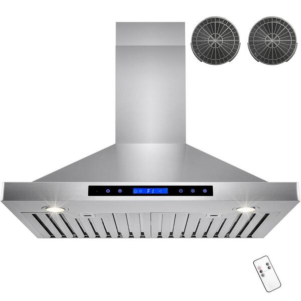 AKDY 30 in. Convertible Kitchen Wall Mount Range Hood in Stainless Steel with Touch Control and Carbon Filter