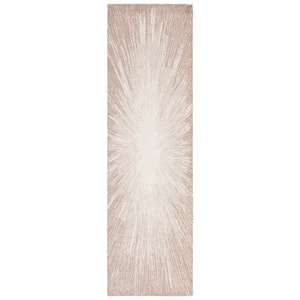 Abstract Ivory/Dark Beige 2 ft. x 8 ft. Eclectic Star Runner Rug