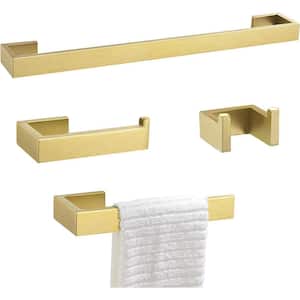 23.6 in. Wall Mounted, Towel Bar in Gold, 4-Piece