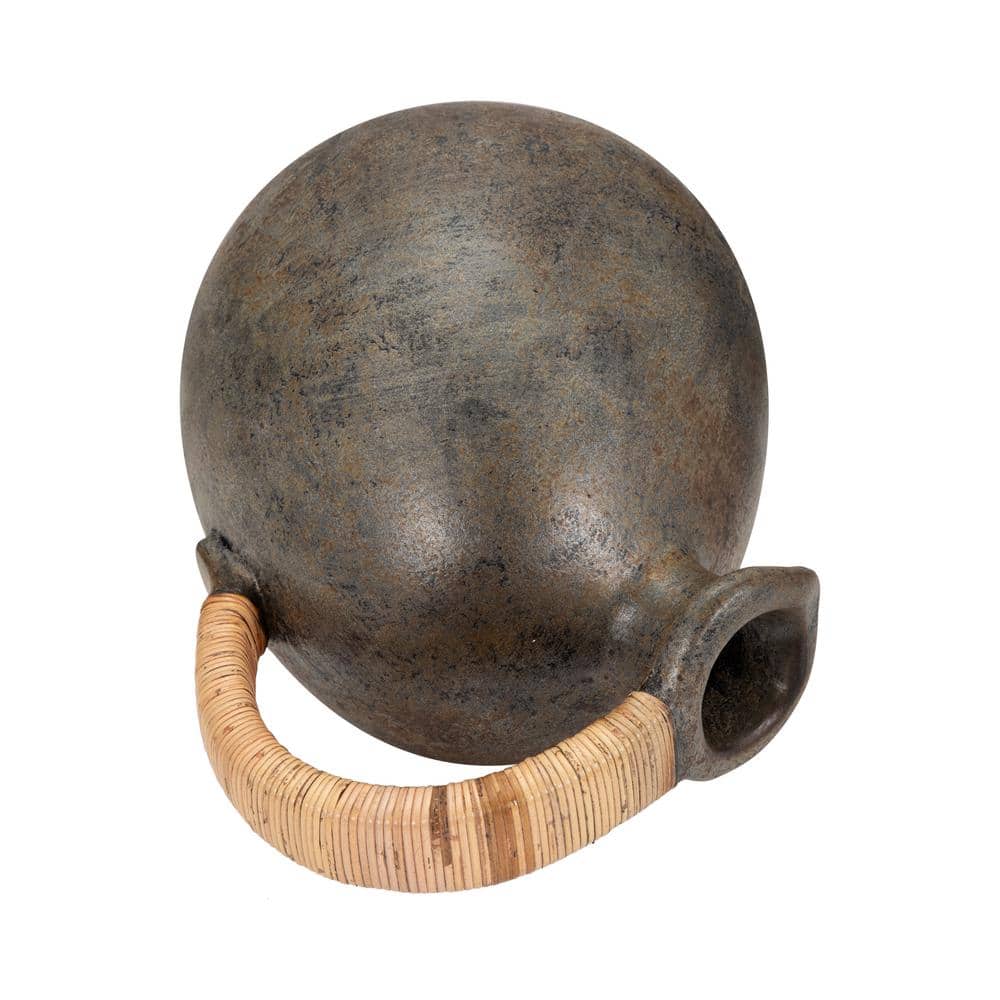 Rustic Terracotta Jug with Woven Handle, 16"