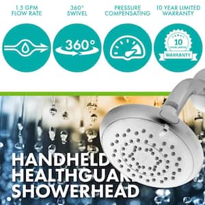 Healthguard 5-Spray with 1.5 GPM 4.5 in. Wall Mount Fixed Shower Head in Chrome with Removable Faceplate, 1-Pack