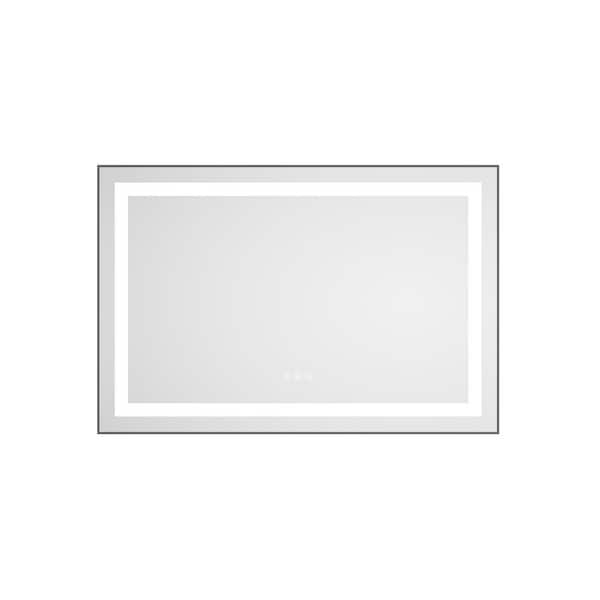 24 in. W x 36 in. H Rectangular Framed LED Anti-Fog Dimmable Wall Bathroom Vanity Mirror in Gun Ash