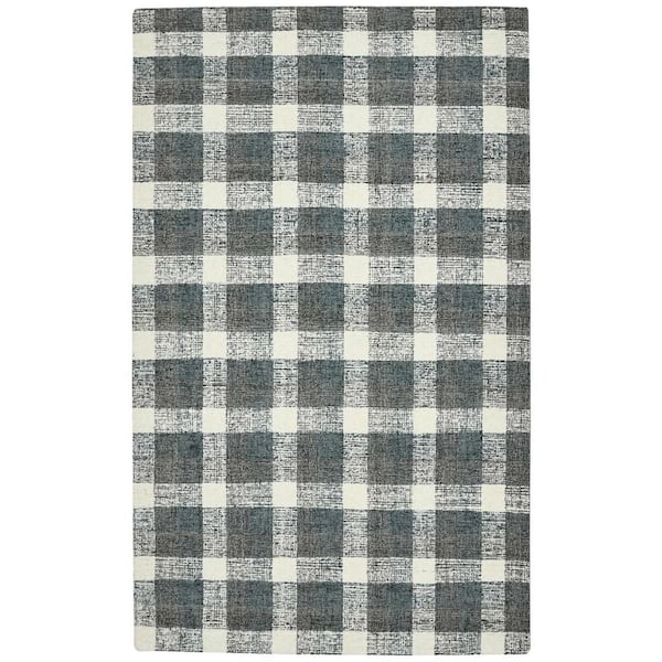 4 ft. x 6 ft. Multi-Colored and Ivory Wool Plaid Hand Tufted Area Rug