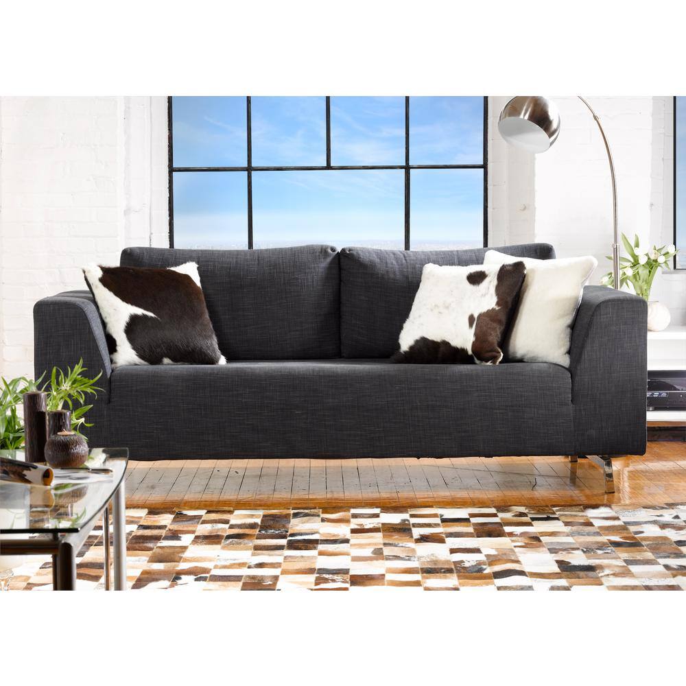 Torino Luxe Chevron Hand-Stitched Cowhide Throw Pillows, Set of 2, Natural 18"x18"